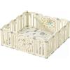 Kakbgee Box Pieghevole per Bambini, Box neonato Forma Regolabile, Espandibile Recinto bambini HDPE con tavolo da gioco e serratura di sicurezza, Centro di attività indoor/outdoor（14Pannelli Bianco）