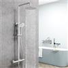 AICA ITALY SRL AICA Colonna Doccia con Miscelatore Termostatico, Rubinetto Doccia 283x40mm, Soffione Doccia Tondo in Acciaio Inox da 20cm, Altezza Regolabile 735-1170mm, Set Doccia Completo Cromo