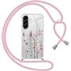 Yoedge Cover con Cordino per Samsung Galaxy A26 5G 6,64, Trasparente Aesthetic Disegni Fiori Custodia con Collana Tracolla Laccio Collo, Sottile TPU Silicone + PC Antiurto Case per Samsung A26,03