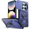 Oududianzi - Cover per Xiaomi Redmi Note 14 Pro 5G Custodia,con Coperchio Scorrevole della Fotocamera, 360 ° staffa girevole e manicotto protettivo in silicone TPU - Blu