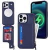 SailorTech Custodia per iPhone 13 Pro Max Custodia in Pelle con porta carte di credito mag safe, iPhone 13 Pro Max Custodia con slot per carte di credito Portafoglio Zipper per donna-Blu