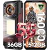 OUKITEL WP56 Rugged Smartphone 5G, 36GB+512GB Telefono Indistruttibile, 16000mAh/45W Rugged Phone, 108MP Telefono Cellulare, 1000LM Luce Campeggio, 6.8 120Hz Celluare Antiurto, 5G Dual SIM/NFC/OTG