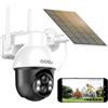aosu 2K Telecamera Wi-fi Esterno Senza Fili con Pannello Solare a Batteria | Rilevamento del Movimento, Telecamera WiFi Esterno,Visione Notturna a Colori, Audio a 2 Vie, Alexa & Google Compatibile