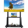 Maiproo Supporto TV da Pavimento per Schermi Piatti/Curvi Da 32-75 Pollici LED/LCD/OLED, Altezza Regolabile, Carrello Porta TV con Ruote Fino a 45kg, con Mensola per Laptop o DVD,Nero