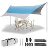 Forceatt 3.7 x 4.3m Tenda Parasole da Campeggio Tarp con 2 Pali, Tenda da Sole Telone Anti-UV(UPF50+) Impermeabile Può Essere Utilizzato con Auto,Tenda e Amaca per Escursioni, Giardino e Viaggi