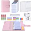 Euqvunn Money Binder, Quaderno Risparmio Soldi A6 con Bustine per Contanti, Chiusure Regolabili Budget Planner, Budget Binder per Organizzatore di Soldi, Portafoglio A6 per Cash Stuffing - Rosa
