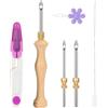 JSRQT Kit Punch Needle,Penna per Ricamo Regolabile con Aghi 5/3.5/2.5mm e Impugnatura in Legno, Strumento per Ricamo Punch Needle,Ago per Punch Needle