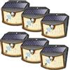 Giliwosy Luce Solare Led Esterno, 3 Modos IP65 Impermeabile Faretto LED da Esterno con Sensore di Movimento, Lampada Solare da Esterno per Giardino, Parete, Garage (6 Pezzi Bianco Caldo)