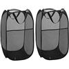 WD&CD Set di 2 Portabiancheria Pieghevole, Cesto per Biancheria con Manici, Borse Organizer per Vestiti Sporco, Giocattoli, Bagno, Camera da lettoGiochi, Accessori, Nero