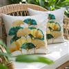 Miuyunya Bianco Federe Cuscini da Esterno Impermeabili 45x45 Copricuscino con Stampa di Ginkgo Giallo Set di 2 Fodere Cuscino Moderno Quadrati Elegante Decorativa per Giardino Divano Soggiorno