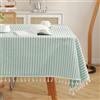 meioro Tovaglia Rettangolare Tovaglie di Lino a Righe Copritavolo con Nappe Antipolvere Protezione Desktop Tovaglia Lavabile Applicabile Alla Decorazione Della Tavola e Della Cucina