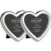 EDZARD set di 2 mini cornici a cuore per foto 7 x 7 cm, nobili argentate, anti appannamento, con retro in velluto, cornice per foto in piedi