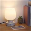 Zaxiva Abat Jour da Comodino Tavolo Moderna e Portatile per La Camera da Letto per Bambini, Abat Jour per La Lettura, Lampada Luci a 3 Temperature con Porte USB C e A, Paralume in Vetro Bianco Lattiginoso
