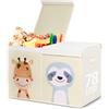 Tutifu® Scatola Porta Giochi per Bambini Beige Pieghevole da 78 Litri. Contenitore Giochi a Doppio Coperchio. Baule e Contenitore Grande in Tessuto Oxford. Organizer Giocattoli. Non Adatto alla Seduta