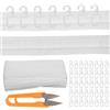 OMJMYY 30mx3cm Fettuccia per Tende Nastro per Tende con 100 Pezzi Ganci per Tenda Nastro per Pieghe di Tende per Asta per Tende