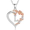 EUDORA Harmony Ball Collana con Iniziale a Forma di Cuore Placcata in Rame Rodiato con Zirconi Cubici per Donna, Ciondolo a Forma di Fiore in Oro Rosa con Lettera L Alfabeto Dalla L Regalo, 18+2