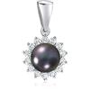 SILVEGO Ciondolo da Donna in Argento 925 con Vera Perla Nera di Colore Tahiti