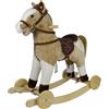 Mondial Toys Cavallo a Dondolo per Bambini da 36 a 72 Mesi Cavalcabile in Legno e Peluche con Rotelle Suoni e Movimenti Realistici Beige