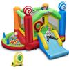 RELAX4LIFE Castello Gonfiabile per Bambini con Soffiatore 680W, Tema Caramelle, Parco Gonfiabile con Scivolo da Esterno, 50 Palline, Piscine e Trampoline, 385 x 355 x 245 cm