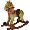 Mondial Toys Cavallo a Dondolo per Bambini da 36 a 72 Mesi Cavalcabile in Legno e Peluche con Rotelle Suoni e Movimenti Realistici Marrone chiaro