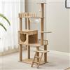Mekidulu Tiragraffi per gatti, 135 cm, Grande con capsula spaziale, 9 Tiragraffi in sisal, Scala, Palline giocattolo, Albero per gatti per adulti di taglia grande（KT-022）