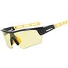 wonderflower Occhiali da sole polarizzati da ciclismo, unisex, colore nero e giallo, Nero giallo, Taglia unica