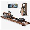 YPOO Vogatore ad acqua per la casa, pieghevole, vogatore, in legno, con serbatoio dell'acqua, doppia slitta, con display Bluetooth/app/supporto tablet, portata massima 160 kg