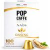 POP CAFFE' 100 Capsule Ginseng Compatibili con Nespresso® Original POP CAFFÈ - Caffè al Ginseng Solubile Energetico Cremoso - Bevanda Calda Dolce Intensa - Formato Maxi Risparmio Made in Italy