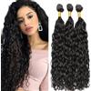 AiPliantfis Water Wave Human Hair Bundles Extension Capelli ricci Extensions Capelli Umani Natural BlackDouble Weft 50g 150g Total Unprocessed Virgin Remy Hair for Women 14 16 18 Inches
