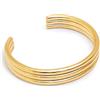 SINGULARU - Bracciale Maxi Line. Acciaio con Finitura Placcata Oro 18Kt. Bracciale Maxi e Rigido con Apertura di 3 cm. Gioielli per Donna
