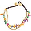 Lachineuse - Bracciale Tibetano - Doppia Fila - Piacere e Tradizione Etnica - Perline Dorate, Pietre Multicolori - Chiusura con Campanelli - Lunghezza 19 cm - Sacchetto Regalo 0