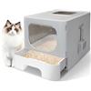 Nobleza Lettiera per Gatti Chiusa, Lettiera Toilette Chiusa Pieghevole con Coperchio, con Vassoio Estraibile e Paletta, 48.5 x 38.5 x 38.2 cm