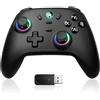 ECHTPower Controller per PC, 1000Hz Polling Rate, 3 Modalità, 2.4GHz+BLUETOOTH+Cavo, Hall Joystick, 800mAh Batteria, Turbo e Vibrazione Regolabile, Controller Wireless con Luci per PC/iOS/Android