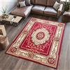 TAPISO Atlas Tappeto Salotto Moderno Pelo Corto Design Vintage Tradizionale Motivo Orientale Cornice Ornamenti Tonalità Rosso Chiaro Oeko-Tex Soggiorno Sala Camera Ufficio 80 x 150 cm
