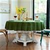 GOEXCPL Tovaglia rotonda in cotone e lino con frange, verde scuro Diametro 160 cm, Adatta a tavoli rotondi di 100-120 cm di diametro