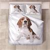 JKZHILOVE Set Biancheria da Letto 3 pz 200x200 cm 3D Stampato Beagle animale bianco Copripiumino in Microfibra Morbida con Chiusura a Cerniera 2 Federa 75x50 cm