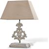 Loberon® Lampada da tavolo Poème, Legno di paulonia, MDF, cotone, L/A/P ca. 35/48.7/21 cm, lino/bianco antico
