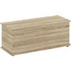 HOMCOM Cassapanca portaoggetti con coperchio pieghevole e cerniere di sicurezza, panchina scarpe, mobili da ingresso, corridoio, camera da letto, soggiorno, 100 x 40 x 40 cm, effetto legno naturale