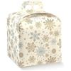 Generico 5 PORTAPANETTONE ALTO STRENNE NATALE SCATOLE PORTA PANETTONE NATALIZI Cm 20 X 20 X 18 bianco con fiocchi di neve CRYSTAL