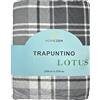 HOME ZEN HOUSEHOLD LINEN Trapuntino Estivo Double Face ART LOTUS, Copriletto 100g, Disponibile 150x250 / 200x250 /250x250 cm (CHECK GREY, MATRIMONIALE)