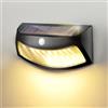 KZT Applique da parete solare 3000 K, luce solare esterna, rilevatore di movimento, 3 modalità di illuminazione, impermeabile IP65, lampada solare esterna per recinzione, giardino, percorso garage,