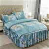 Morbuy 3 Pezzi Set Gonna da Letto per Singolo Matrimoniale e Una Piazza e Mezza Elasticizzata Copriletto con Volant Coprirete per Letto Lenzuola con 2 Federe (120x200cm,Motivo peonia)