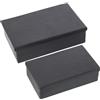 DRW Set di 2 scatole rettangolari in Alluminio Intagliato in Nero, Metallo, 23x14x7 y 28x18x8cm