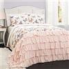Lush Decor Flutter Butterfly-Set Copripiumino, 3 Pezzi Grazioso copriletto Trapuntato, Cotone Poliestere, Rosa, Full/Queen
