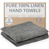 Thing Stories Asciugamani in puro lino al 100% - Set di 2 asciugamani da cucina in lino a nido d'ape nero-naturale - 33 x 73,7 cm, morbidi e leggeri lavati con pietra, strofinacci ad asciugatura