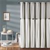 Lush Decor Tenda da doccia con bottoni in lino, 182,9 x 213,4 cm (larghezza x lunghezza), tenda da doccia rustica extra lunga, tenda da bagno con bottoni in cocco, decorazione per il bagno country e