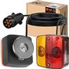CXTM Set di luci posteriori per rimorchio, con magnete e cavo da 7,5 m, 12 V, universale, impermeabile, con spina a 7 poli per auto, camion, roulotte e veicoli commerciali (rosso)
