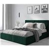 Interbeds Letto matrimoniale imbottito Hilton con struttura, box contenitore, imbottitura idrofobica (verde, 160x200)