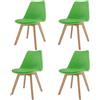 Bricozone Set Di 4 Sedie Per Sala Da Pranzo Ufficio Ideale Per Soggiorno Sala Riunione Con Gambe In Faggio Legno Massello Massiccio Stile Nordico Scandinavo Seduta Comoda Imbottita (verde)