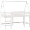 vidaXL Letto Soppalco con Scala e Tetto Bianco 90x200 cm Massello Pino, letto a soppalco con tetto, letto a soppalco singolo, letto a mezza piazza per bambini